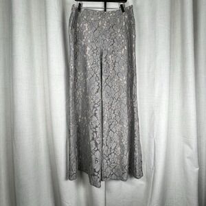 Anthropology Feather Bone Viivi Lace Overlay Wide Leg Palazzo Grey Pants Large